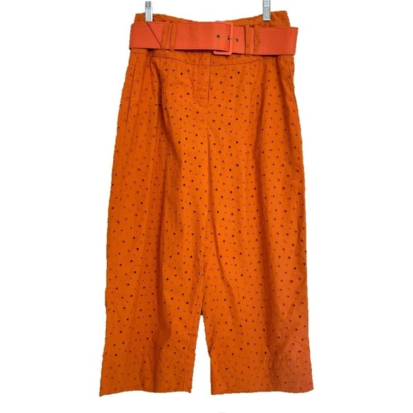 2 Piece Anthropologie Where Mountains Meet Eyelet Embroidered Orange Pants Top - Picture 3 of 16